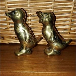 Set of 2 brass ducklings mcm